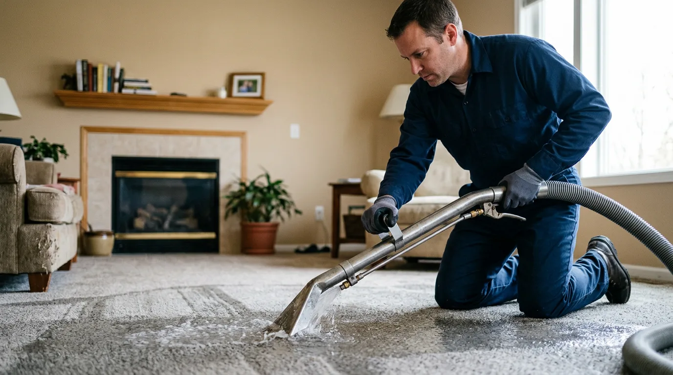 Water damage restoration technician working near Milford, ME